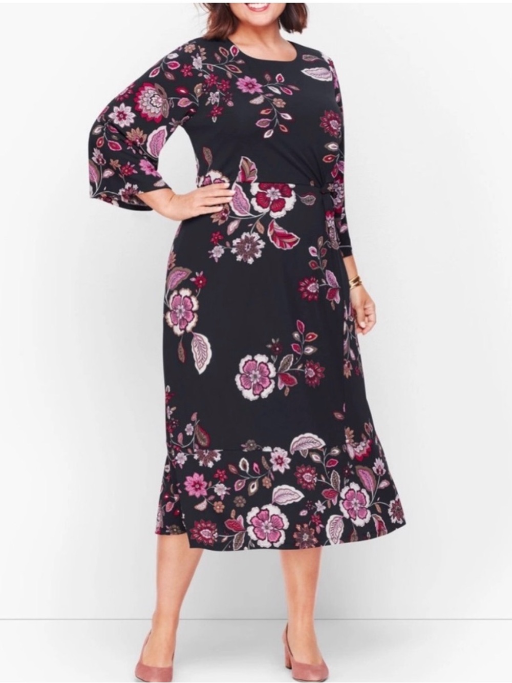 16W Talbots Black Midi Dress